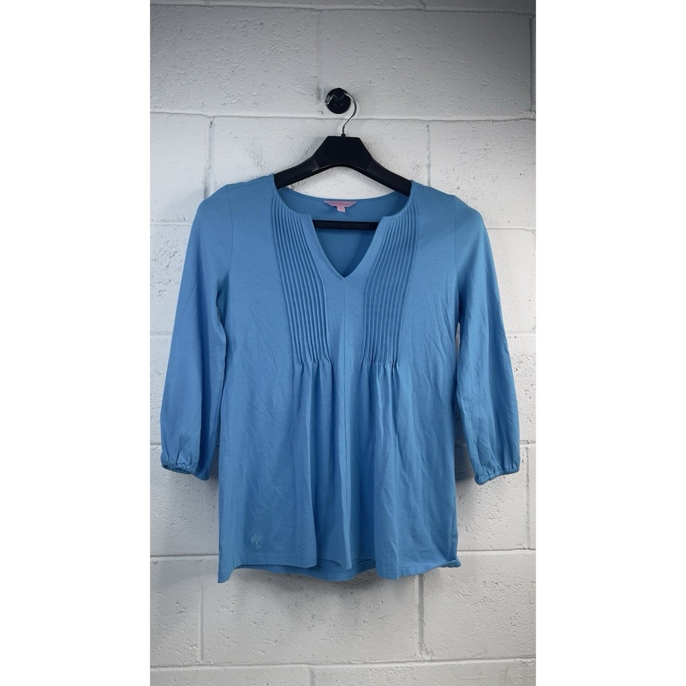 Lilly Pulitzer Elsa Tunic Blouse Light Blue Size M